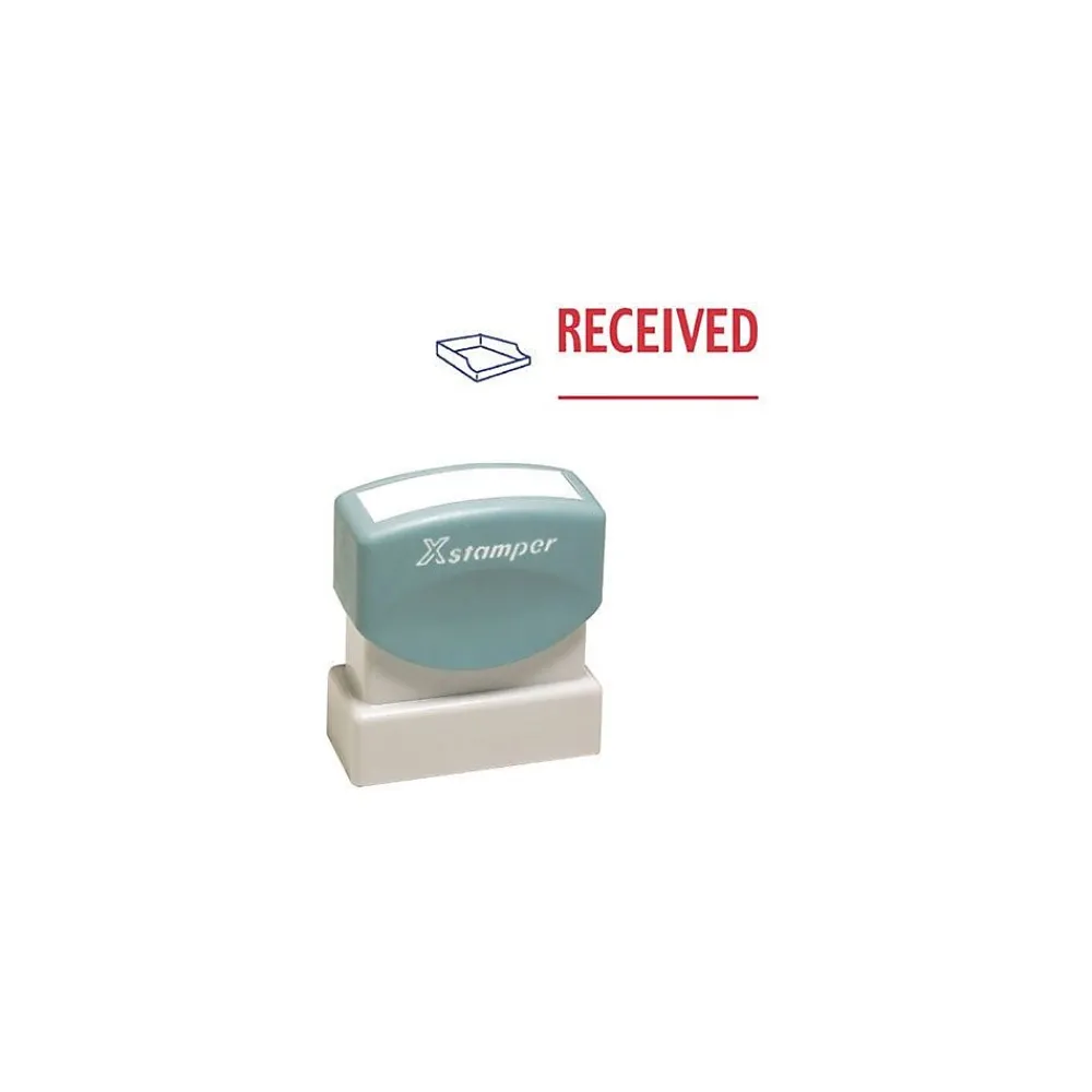 Stamps & Stamp Pads|Cosco Xstamper 2-Color Title Stamps, "RECEIVED" Blue/Red Ink (036033)