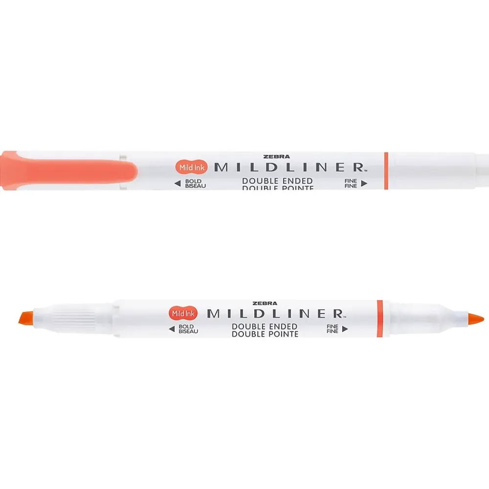 Highlighters|Zebra MILDLINER Double-Ended Creative Highlighter, Chisel/Bullet Tip, Vermilion, 6/Pack (78230R)