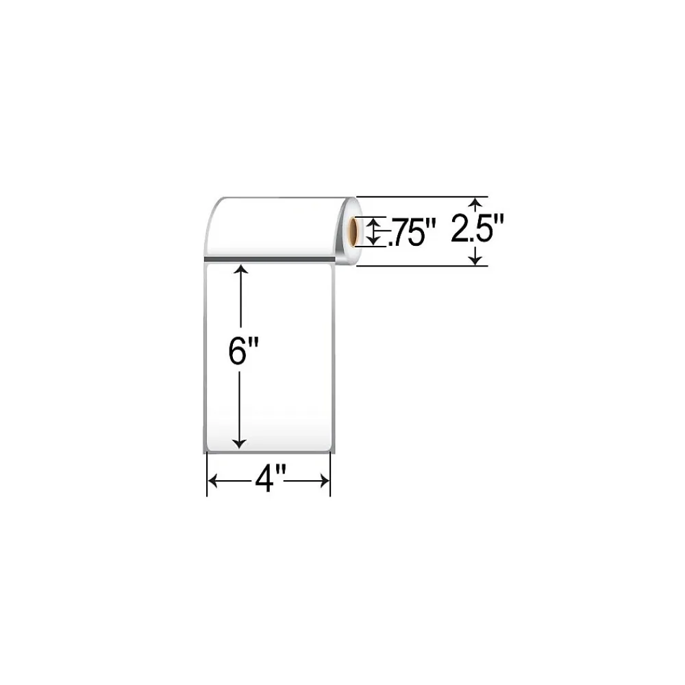 Labels|Zebra Z-Perform 1000D Thermal Multipurpose Labels, 4" x 6", White, 105 Labels/Roll, 36 Rolls (LD-R4AW5B)