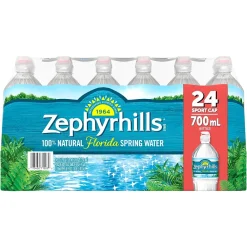Zephyrhills 100% Natural Spring Water, Regular Flavor, 700ml Bottles with Sport Cap, 24/Carton (12087206)