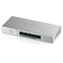 New ZyXEL GS1200-5HPv2 Managed 5-Port Gigabit PoE+ Desktop Ethernet Switch, Gray